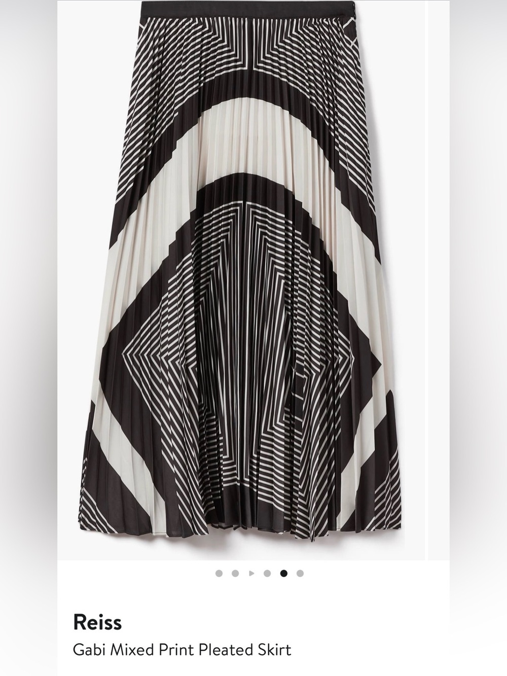 NWT Reiss Gabi Mixed Print Pleated Skirt